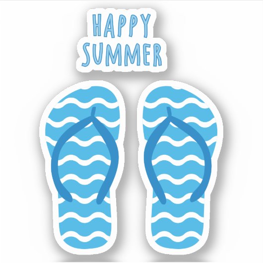Happy Summer Contour Sticker met Teenslippers (Voorkant)