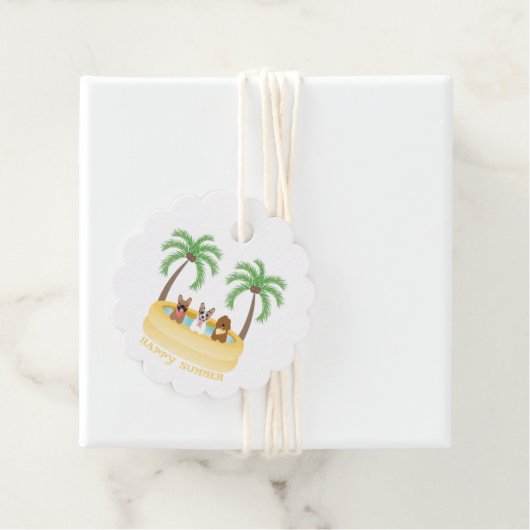 Happy Summer Dogs zwemmen Bedankjes Labels (In situ)