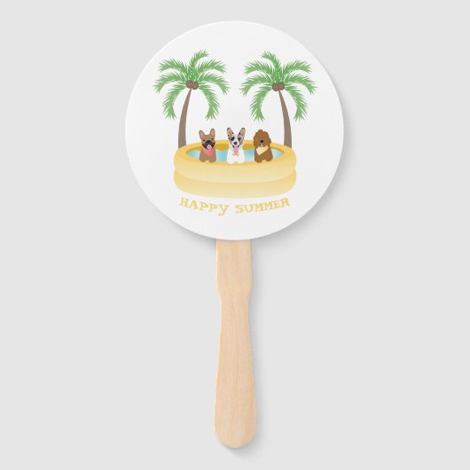 Happy Summer Dogs zwemmen Handwaaier (Achterkant)