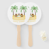 Happy Summer Dogs zwemmen Handwaaier (Voorkant en achterkant)