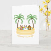 Happy Summer Dogs zwemmen Kaart (Gele Bloem)