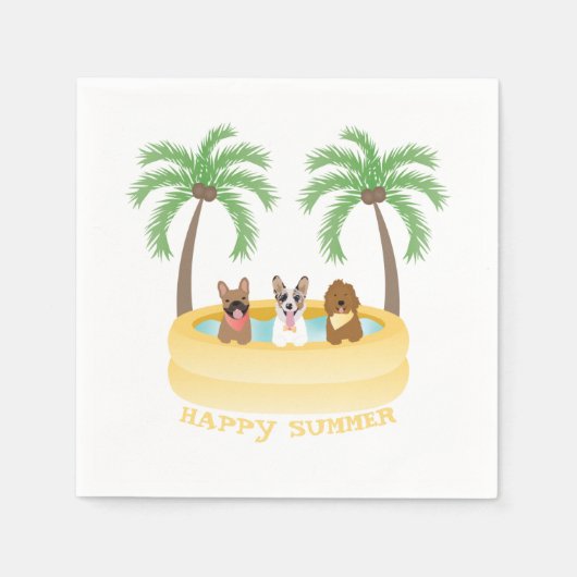 Happy Summer Dogs zwemmen Servet (Voorkant)