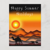 Happy Summer Feestdagen Kaart Camels in Sunset Des (Voorkant)