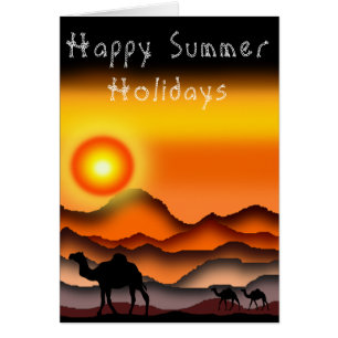 Happy Summer Feestdagen Kaart Camels in Sunset Des