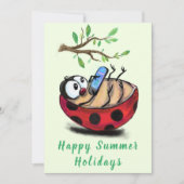 Happy Summer Feestdagen Kaart Ladybug met telefoon (Voorkant)