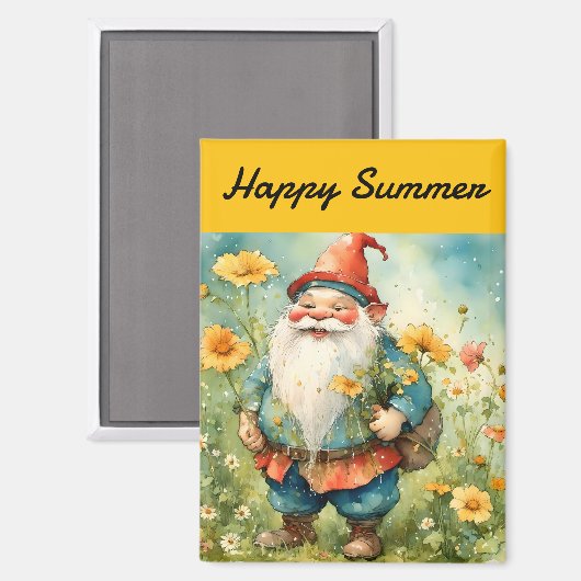 Happy Summer Gnome Magneet (Voorkant / Achterkant)