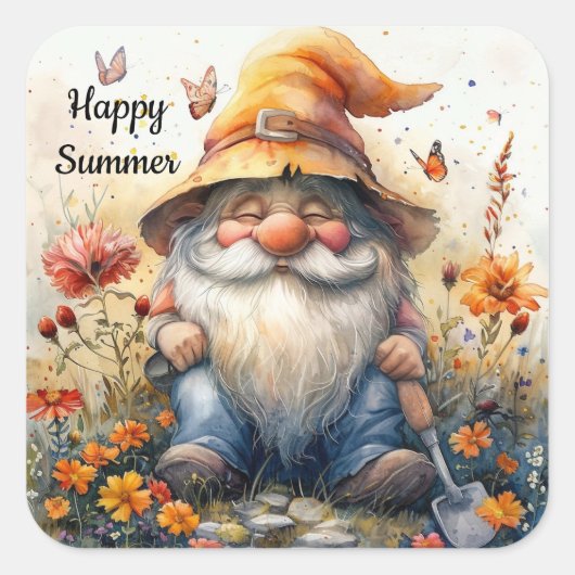 Happy Summer Gnome Sticker (Voorkant)