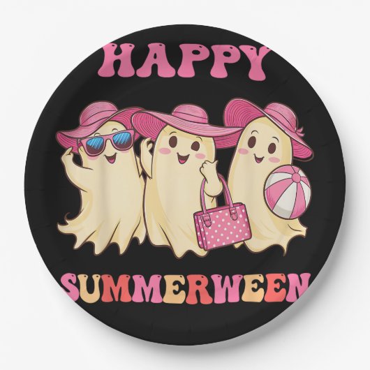 Happy Summer Halloween kostuums Ghost L Papieren Bordje (Voorkant)