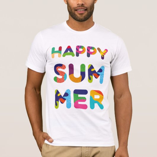 Happy Summer kleurful text T-shirt (Voorkant)