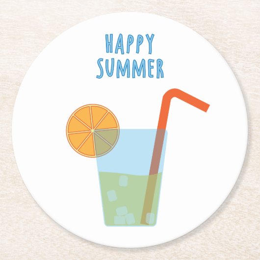 Happy Summer Onderzetter met een cocktail (Voorkant)