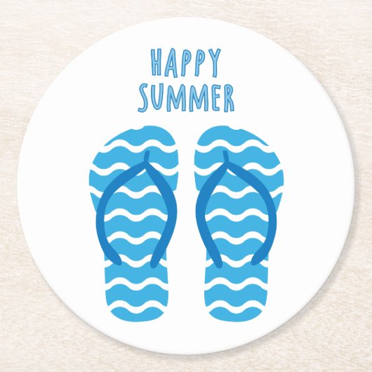 Happy Summer Onderzetter met Teenslippers (Voorkant)