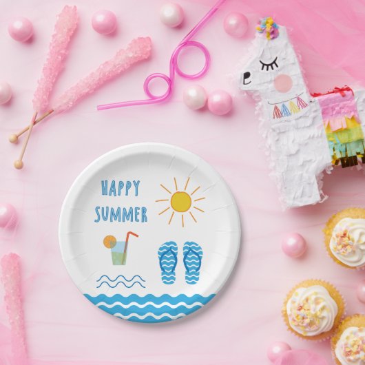Happy Summer Paper-Bord Papieren Bordje (Feest)