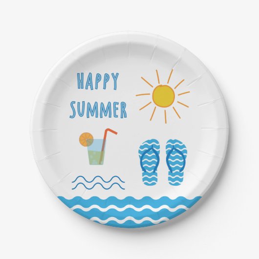Happy Summer Paper-Bord Papieren Bordje (Voorkant)