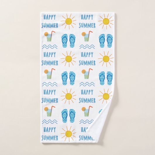 Happy Summer Pattern Bath Towel Set Bad Handdoek (Handdoek)