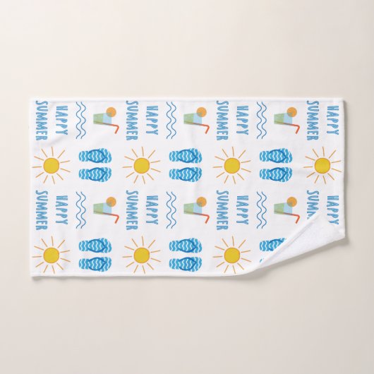 Happy Summer Pattern Bath Towel Set Bad Handdoek (Handdoek)