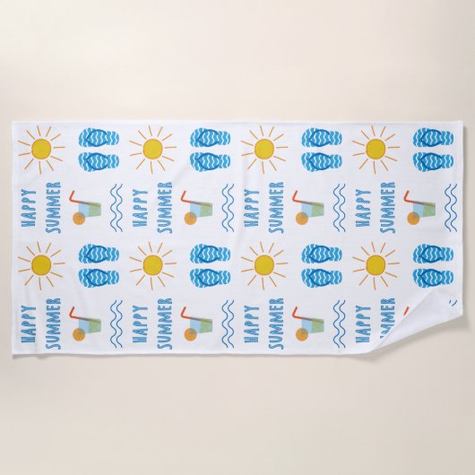 Happy Summer Pattern Beach Towel Strandlaken (Voorkant)