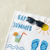 Happy Summer Pattern Beach Towel Strandlaken (In situ)