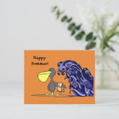 Happy Summer Pelican Postcard Briefkaart (Staand voorkant)