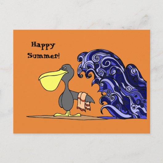 Happy Summer Pelican Postcard Briefkaart (Voorkant)