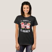 Happy summer pink gnomes with flamingo swim ring t-shirt (Voorkant volledig)