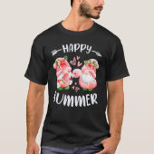 Happy summer pink gnomes with flamingo swim ring t-shirt (Voorkant)