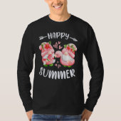 Happy summer pink gnomes with flamingo swim ring t-shirt (Voorkant)