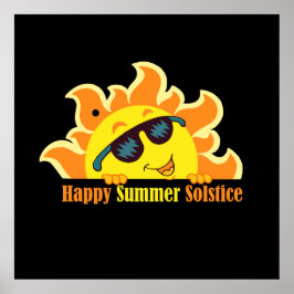 Happy Summer Solstice 2024 zwart Poster