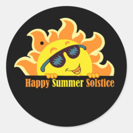Happy Summer Solstice 2024 zwart Ronde Sticker