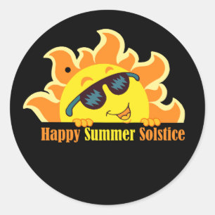Happy Summer Solstice 2024 zwart Ronde Sticker