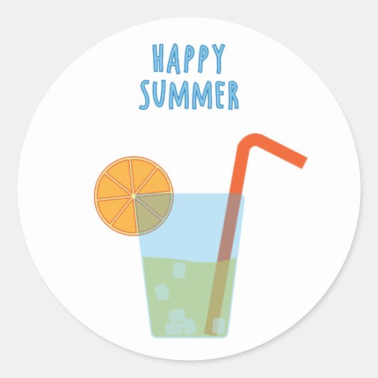 Happy Summer Sticker met een cocktail (Voorkant)