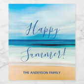 Happy Summer strand nautical zee oceanical tropica Wijn Etiket (Enkel label)