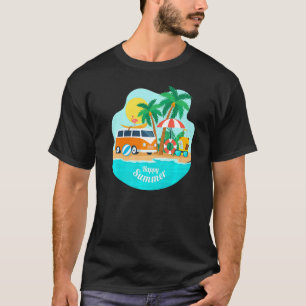 Happy Summer Sun Beach Blue Sea Trees Refreshing V T-shirt