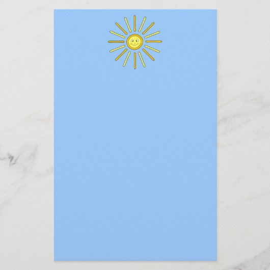Happy Summer Sun. Geel en Blauw. Briefpapier (Voorkant)