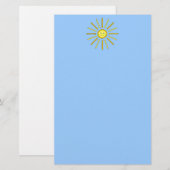 Happy Summer Sun. Geel en Blauw. Briefpapier (Voorkant / Achterkant)