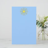 Happy Summer Sun. Geel en Blauw. Briefpapier (Staand voorkant)