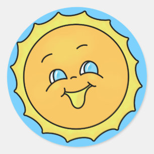 Happy Summer Sunshine Face Ronde Sticker