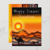 Happy Summer Vacation Kaart Camels in Sunset Deser (Voorkant / Achterkant)