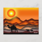 Happy Summer Vacation Kaart Camels in Sunset Deser (Achterkant)