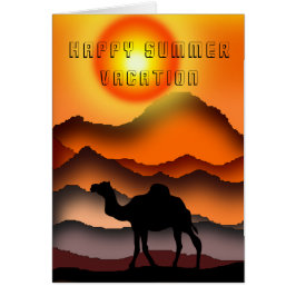 Happy Summer Vacation Kaart Camels op Sunset