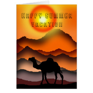 Happy Summer Vacation Kaart Camels op Sunset