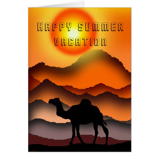 Happy Summer Vacation Kaart Camels op Sunset (Voorkant)