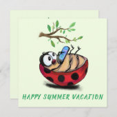 Happy Summer Vacation Kaart Ladybug met telefoon (Voorkant / Achterkant)