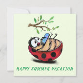 Happy Summer Vacation Kaart Ladybug met telefoon (Voorkant)