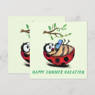 Happy Summer Vacation Kaart Ladybug met telefoon