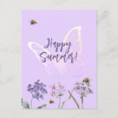 Happy Summer vlinder violet wildbloemen roze Briefkaart (Voorkant)