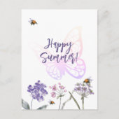 Happy Summer vlinder violet wildbloemen roze Briefkaart (Voorkant)