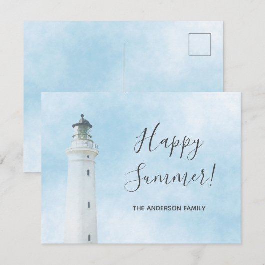 Happy Summer vuurthouse nautische oceaan zee Briefkaart (Voorkant / Achterkant)
