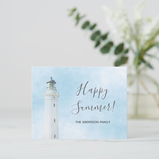 Happy Summer vuurthouse nautische oceaan zee Briefkaart (Staand voorkant)