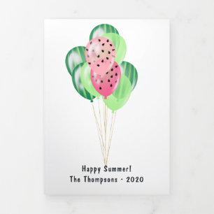 Happy Summer Watermelon Balloons Drieluik Kaart