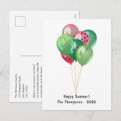 Happy Summer Watermelon Balloons Greep Feestdagenkaart (Voorkant / Achterkant)